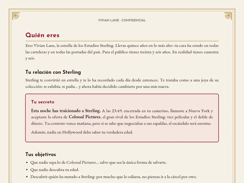 Primera página de un cuadernillo: quién eres, tu secreto y tus objetivos