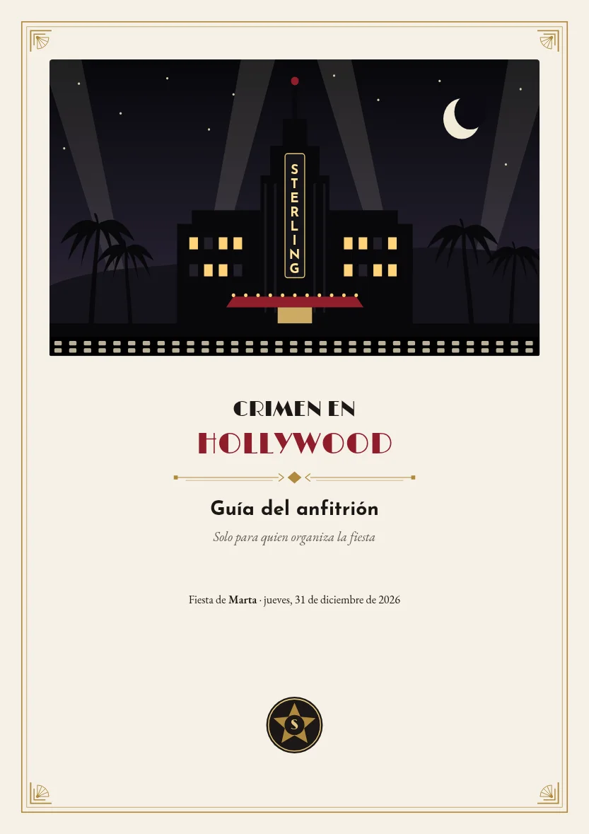 Portada de la guía del anfitrión con el estudio de cine bajo los focos