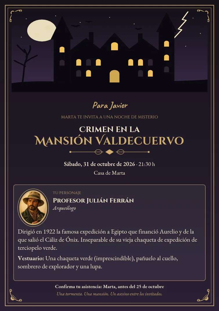 Invitación personalizada con el personaje del profesor Ferrán
